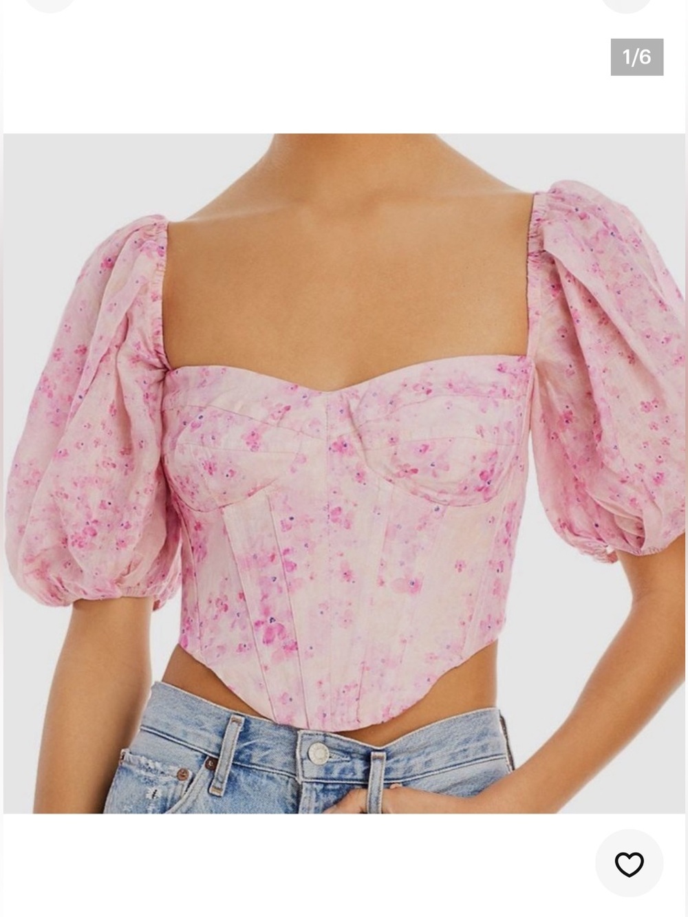 Bardot Pink Flower Print Puff
Sleeve Corset Kiah Top